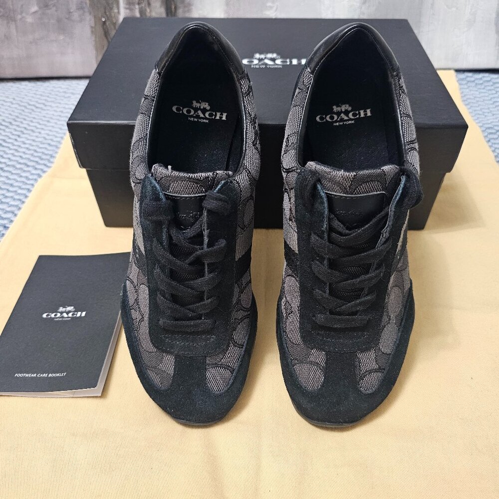 NEW Coach Kelson Outline Signature Suade Black Sneakers Y2K laced up Size 6 - Picture 6 of 9
